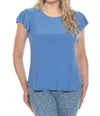 Joseph Ribkoff Short Flutter Sleeve Round Neck Top In Coastal Blue In Blue