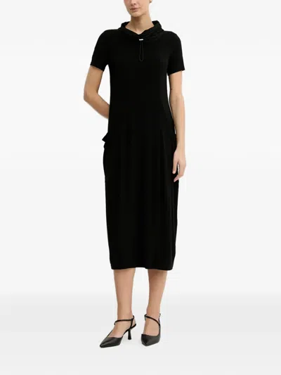 Joseph Ribkoff Short-sleeve Cowl-neck Midi Dress In Black