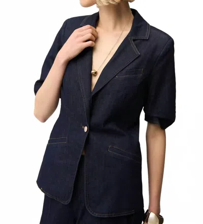 Joseph Ribkoff Short Sleeve Fitted Blazer In Denim In Multi