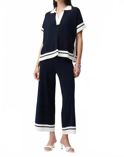 Joseph Ribkoff Short Sleeve Sweater In Navy/white In Blue