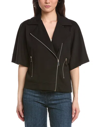 Joseph Ribkoff Short Sleeve Zipper Jacket In Black