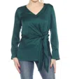 Joseph Ribkoff Side Knot Long Sleeve Satin Tunic In Absolute Green