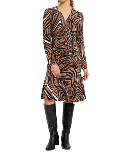 Joseph Ribkoff Side Zip Dress In Black/multi In Brown