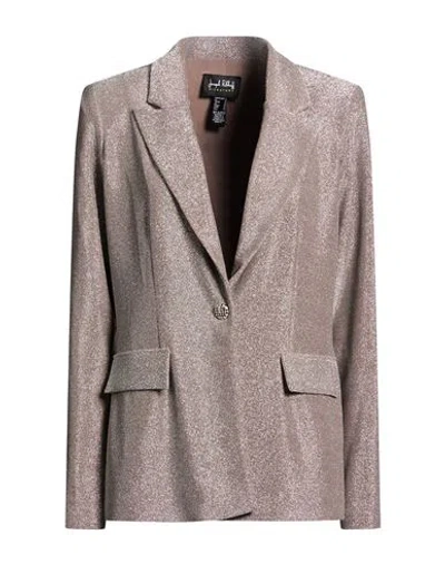 Joseph Ribkoff Signature Woman Blazer Silver Size 8 Nylon, Metal Fiber, Elastane In Pink