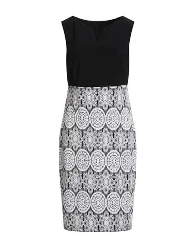 Joseph Ribkoff Signature Woman Midi Dress Black Size 16 Polyester, Elastane In Multi