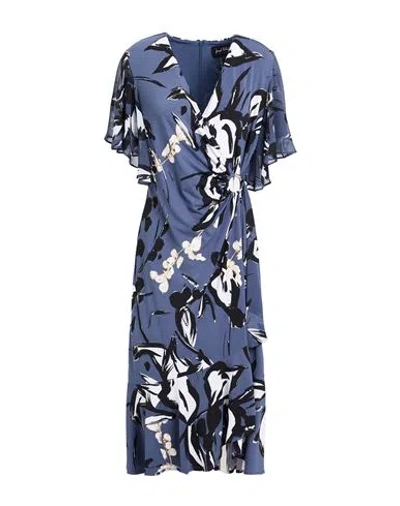 Joseph Ribkoff Signature Woman Midi Dress Slate Blue Size 12 Polyester, Elastane