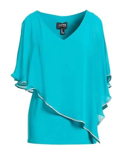 Joseph Ribkoff Signature Woman Top Turquoise Size 10 Polyester, Elastane In Blue