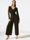 Joseph Ribkoff Signature Women's Black Silky Knit Culotte Jumpsuit 243722 Col 11 In Black