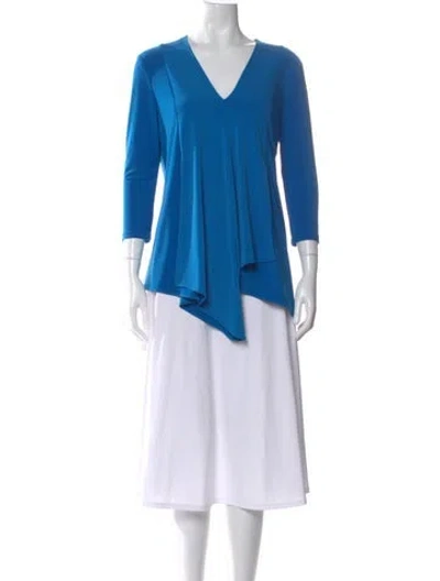 Pre-owned Joseph Ribkoff Silk V-neck Top In Blue