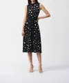 Joseph Ribkoff Silky Dot Print Dress In Black/ Vanilla In Black