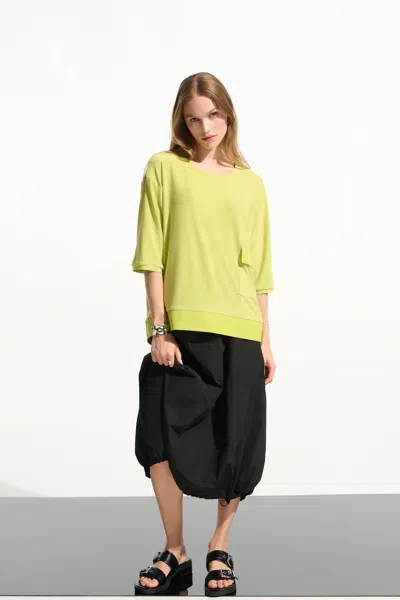 Joseph Ribkoff Silky Knit And Memory Boxy Tunic With Pocket Detail In Honeydew In Multi