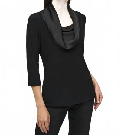 Joseph Ribkoff Silky Knit And Satin Fitted Top In Black