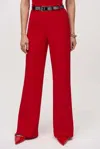 Joseph Ribkoff Silky Knit Belted Wide-leg Pants In Lipstick Red