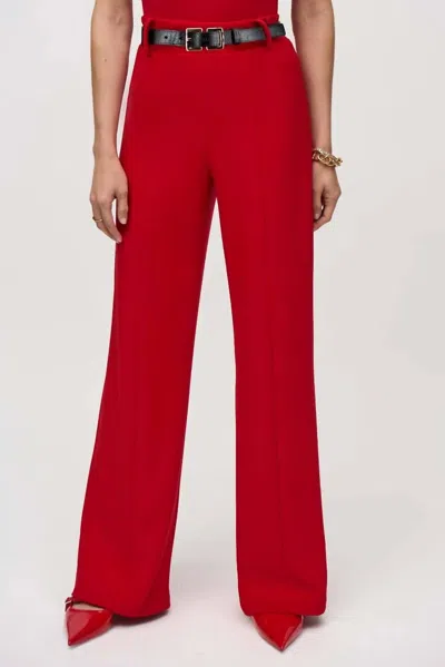 Joseph Ribkoff Silky Knit Belted Wide-leg Pants In Lipstick Red
