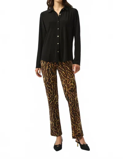 Joseph Ribkoff Satin Blouse With Cowl Neck And Rhinestone Detail In Black