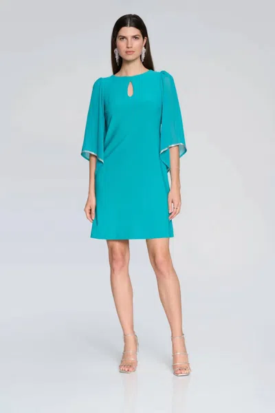 Joseph Ribkoff Silky Knit Chiffon Mini Dress In Ocean Blue