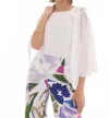 Joseph Ribkoff Boat Neck Asymmetric Chiffon Overlay Top In Vanilla In White