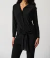 Joseph Ribkoff Silky Knit Collared Tunic In Black In Black