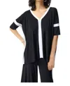 Joseph Ribkoff Silky Knit Color Block Top In Black/vanilla In Black