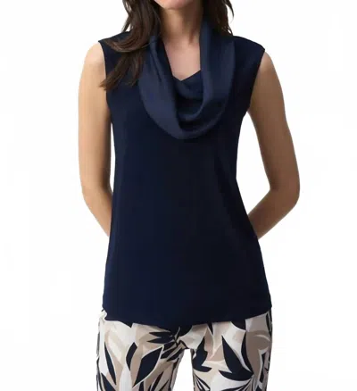 Joseph Ribkoff Silky Knit Cowl Neck Sleeveless Top In Midnight Blue