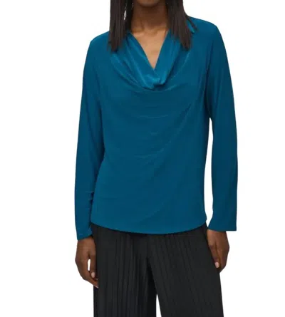 Joseph Ribkoff Silky Knit Cowl Neck Top In Twilight In Blue