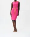 Joseph Ribkoff Sleeveless Dress With Belt In Pink In Pink