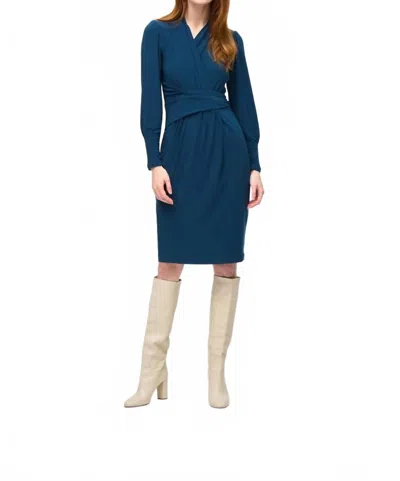 Joseph Ribkoff Silky Knit Draped Wrap Dress In Nightfall In Blue