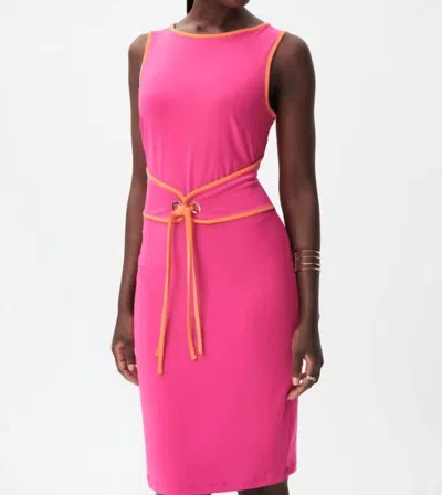 Joseph Ribkoff Sleeveless Dress With Belt In Pink