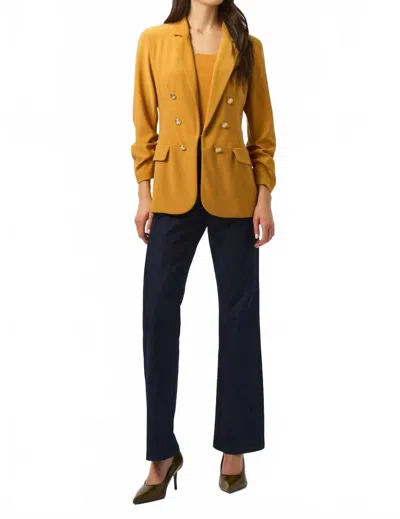 Joseph Ribkoff Silky Knit Fitted Long Sleeve Blazer In Medallion In Yellow