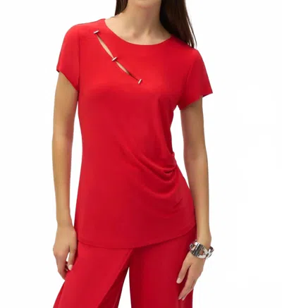 Joseph Ribkoff Silky Knit Fitted Top In Radiant Red