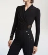 Joseph Ribkoff Silky Knit Fitted Wrap Top In Black In Black