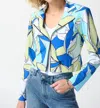 Joseph Ribkoff Silky Knit Floral Print Fitted Jacket In Vanilla Multi In Multi