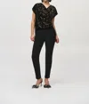 Joseph Ribkoff Silky Knit Foiled Velvet Jumpsuit In Black
