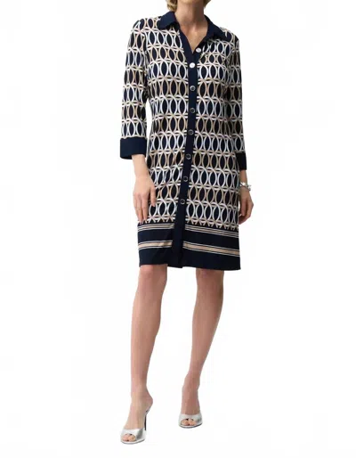 Joseph Ribkoff Silky Knit Geometic Dress In Navy Geometric In Multi