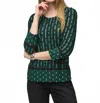 Joseph Ribkoff Geometric Print 3/4 Sleeve Top In Black/multi In Green