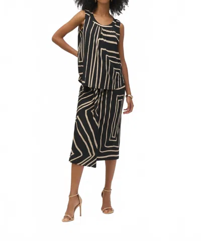 Joseph Ribkoff Silky Knit Geometric Pint Sleeveless Top In Black/beige