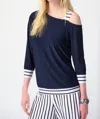 Joseph Ribkoff Silky Knit One Shoulder Boxy Top In Midnight In Multi
