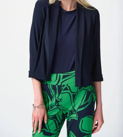 Joseph Ribkoff Silky Knit Shawl Collar Cover-up Cardigan In Midnight Blue