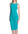 Joseph Ribkoff Ruffle Detail Dress In Turquoise In Blue