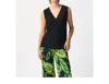 Joseph Ribkoff V-neck Sleeveless Satin Tank In Black In Black