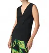 Joseph Ribkoff V-neck Sleeveless Satin Tank In Black In Black