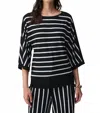 Joseph Ribkoff Silky Knit Stripe Print Fitted Top In Black/white In Black