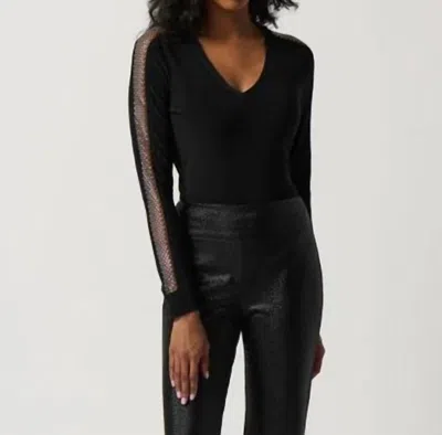 Joseph Ribkoff Silky Knit Top With Mesh Inserts In Black