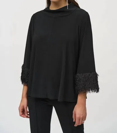 JOSEPH RIBKOFF SILKY KNIT TRAPEZE TOP IN BLACK