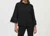 Joseph Ribkoff Silky Knit Trapeze Top With Novelty Cuffs In Black In Black