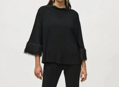 Joseph Ribkoff Silky Knit Trapeze Top With Novelty Cuffs In Black