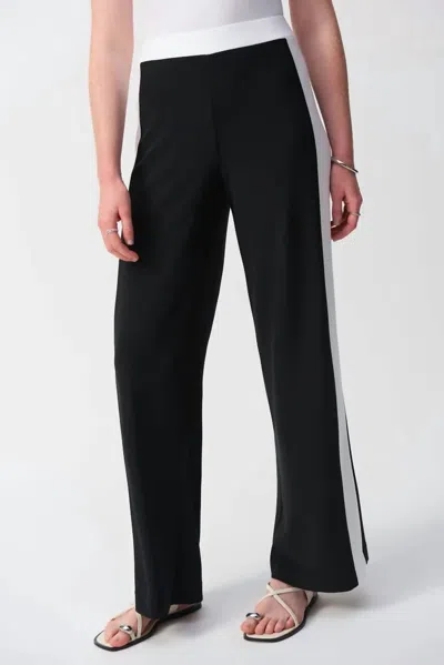 Joseph Ribkoff Silky Knit Wide Pant In Black/vanilla