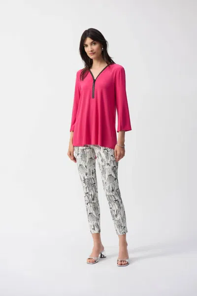 Joseph Ribkoff Sketch Print Slim Cropped Pants In Vanilla/black In Gray