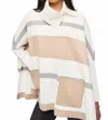 Joseph Ribkoff Stripe Print Poncho Top In Vanilla Oatmeal
