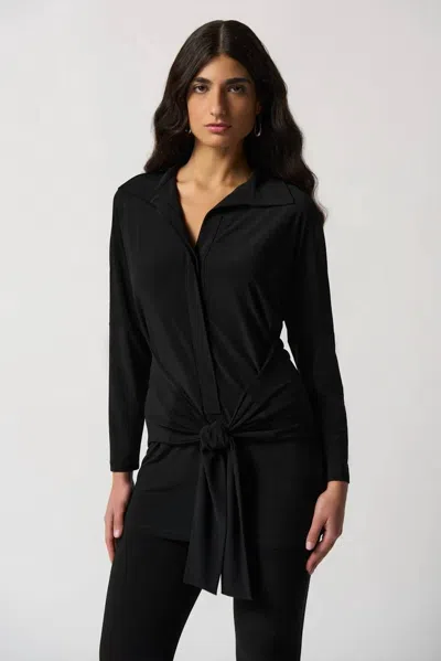 Joseph Ribkoff Skyler Silky Knit Tie Front Tunic In Black